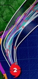 Hurricane Dorian on a map 